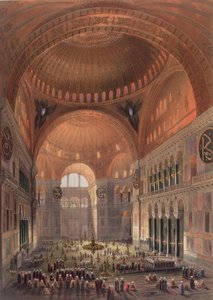 Interieur van de Hagia Sophia, Constantinopel, uitgegeven 1852