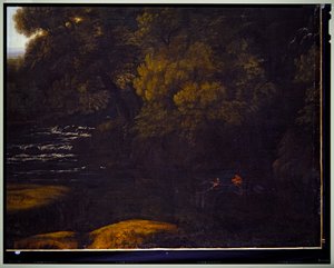 Italiaans Landschap (detail) door Gaspard Poussin Dughet