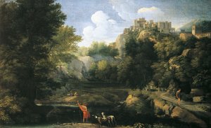 Rivierlandschap met herder