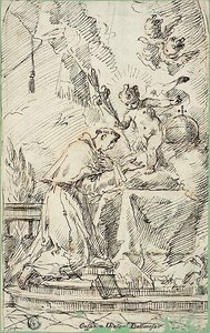 De heilige Antonius van Padua en het Kindje Jezus door Gaspare Diziani