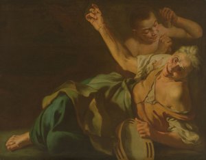 Oude vrouw met straatjongen