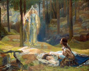 De Openbaring. Brunhilde ziet Siegmund en Sieglinde