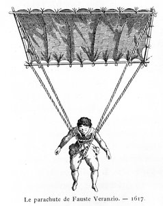 De parachute van Fauste Veranzio, 1617, 1887 door Gaston Tissandier