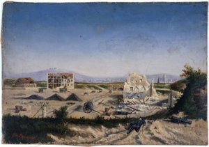 Le Fort de Vanves, tijdens de oorlog van 1870, circa 1870 (olieverf op doek) door Gaston de Laperrière