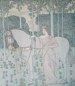 Nausicaa, illustratie uit Boek 6 van de Odyssee, vertaald door Lecomte de l
