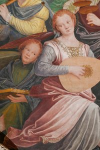 Detail van de Tenhemelopneming van de Heilige Maagd, bekend als "Het koor van engelen die muziek spelen" door Gaudenzio Ferrari