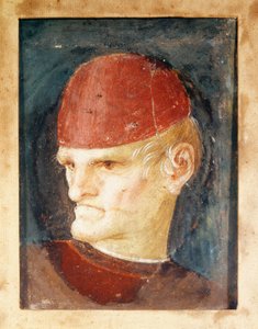 Italië, Varallo, Fragment van fresco van een hoofd