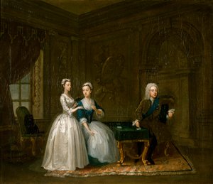 Portret van John, 2e hertog van Montagu, zijn vrouw en hun jongste dochter, ca. 1730