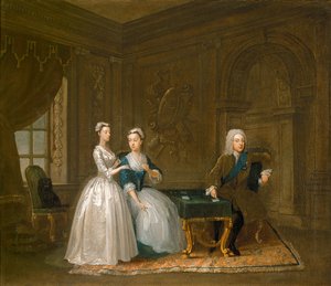 Portret van John Montagu, zijn vrouw en hun jongste dochter
