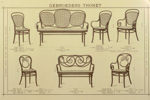 Stoelen- en bankencatalogus van de gebroeders Thonet, tekening, Oostenrijk door Gebruder Thonet