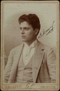 Portret van de componist Pietro Mascagni 1863-1945, ca. 1890