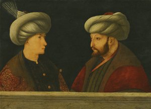 Portret van Sultan Mehmed II met een jonge dignitaris