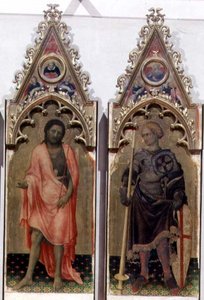 Twee heiligen uit de Quaratesi Polyptych: St. Johannes de Doper en St. George 1425 (detail)
