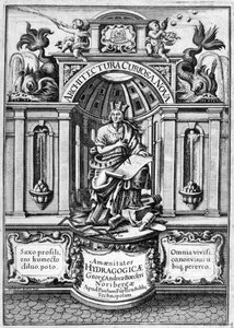 Voorpagina van Architectura Curiosa Nova door Georg Andreas Bockler
