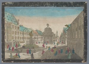 Gezicht op de wijnmarkt te Augsburg door Georg Balthasar Probst (possibly)