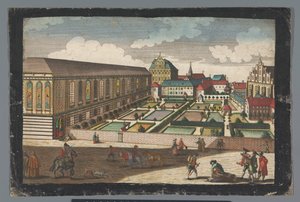 Gezicht op het Koninklijk Paleis en het klooster van de minderbroeders kapucijnen te Wroclaw