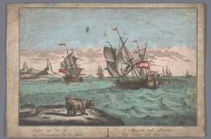 Gezicht op het varen van de schepen op de ijszee