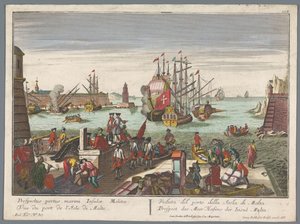 Gezicht op de haven te Malta door Georg Balthasar Probst