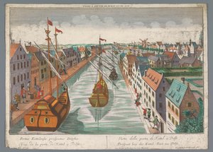Gezicht op een gracht in de omgeving van de Ketelpoort te Delft
