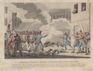 Uitbraak van de Poolse Revolutie in Warschau in november 1830