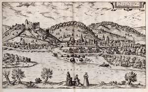 Pressburg Bratislava. Uit: Civitates orbis terrarium, 1588