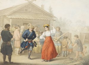 Vrolijkheid buiten een taverne door Georg Emanuel Opiz