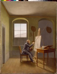 Caspar David Friedrich in zijn atelier door Georg Friedrich Kersting