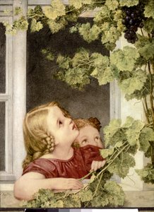 Kind bij het raam. ca. 1843. (olieverf op doek) door Georg Friedrich Kersting