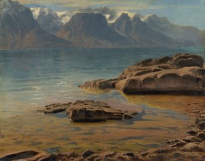 Meer van Genève bij Vevey richting Evian door Georg Heinrich Crola