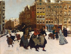 Winter in Amsterdam, ca. 1898 door Georg Hendrik Breitner