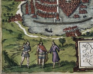 BRAUN, George (1541-1622). ORTELIUS, Abraham (1527-1598). HOGENBERG, Franz (1535-1590). Civitatis Orbis Terrarum (Theatrum orbis terrarum). 1572-1617. Mexico-Stad (1576). Detail met Azteken. Gravure. SPANJE. CASTILIË EN LEÓN. Salamanca. Universiteit van Sa door Georg Hogenberg Franz (1535 90) & Ortelius Abraham (1527 98) Braun