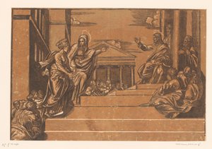 Marta leidt Maria Magdalena naar de tempel door Georg Matheus