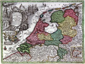 Kaart van Nederland door Georg Matthäus Seutter