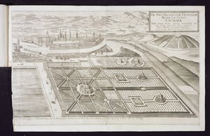 De nieuwe tuinen bij Cremsier, de residentie van de prins-bisschop, gepubliceerd ca. 1700 door Georg Matthaus Vischer