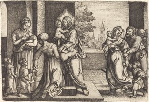 Christus Omringd door Kinderen door Georg Pencz