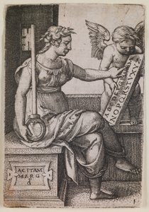 Grammatica, uit de serie "De vrije kunsten", ca.1541 (gravure) door Georg Pencz