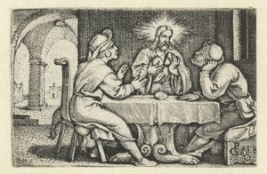 Maaltijd in Emmaüs door Georg Pencz