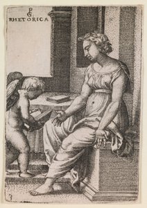 Rhetorica, uit de serie "De vrije kunsten", ca.1541 (gravure) door Georg Pencz