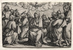 Het leven van Jezus Christus: De nederdaling van de Heilige Geest door Georg Pencz