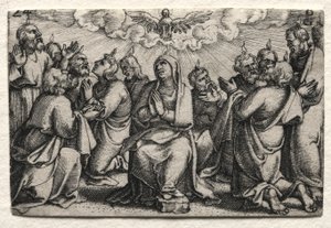 Het Leven van Jezus Christus: De Nederdaling van de Heilige Geest door Georg Pencz