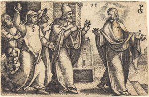 De Farizeeën willen Christus stenigen door Georg Pencz