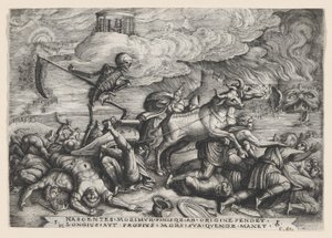 De triomf van de dood op de tijd, uit de Triomfen van Petrarca door Georg Pencz