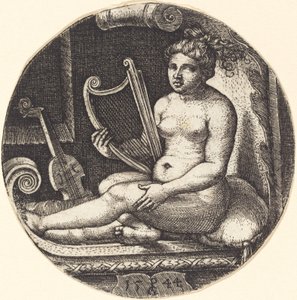 Vrouw met een Harp door Georg Pencz