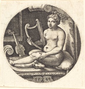 Vrouw met een Harp door Georg Pencz