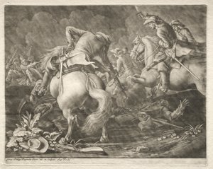 Schermutseling tussen Pruisische en Hongaarse Huzaren door Georg Philipp I Rugendas