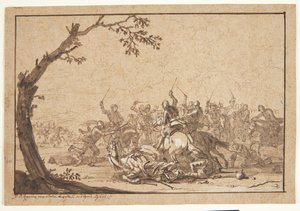 Ruitergevecht door Georg Philipp Rugendas