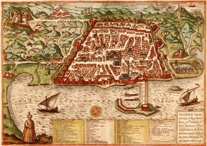 Algiers, Algerije door Georg and Hogenberg Franz (1535 90) Braun