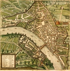 Bazel, Bazel, Zwitserland door Georg and Hogenberg Franz (1535 90) Braun