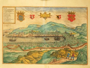 Bergen uit Civitates Orbis Terrarum door Georg Braun