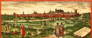 Bourges, - Romeinse stad door Georg and Hogenberg Franz (1535 90) Braun